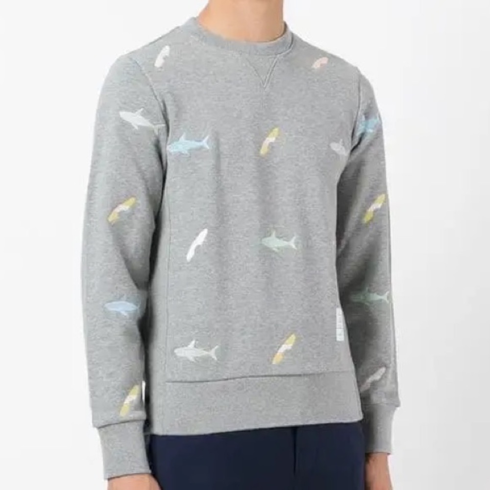 Thom Browne Embroidered Shark & Surfboard Crew Sweat